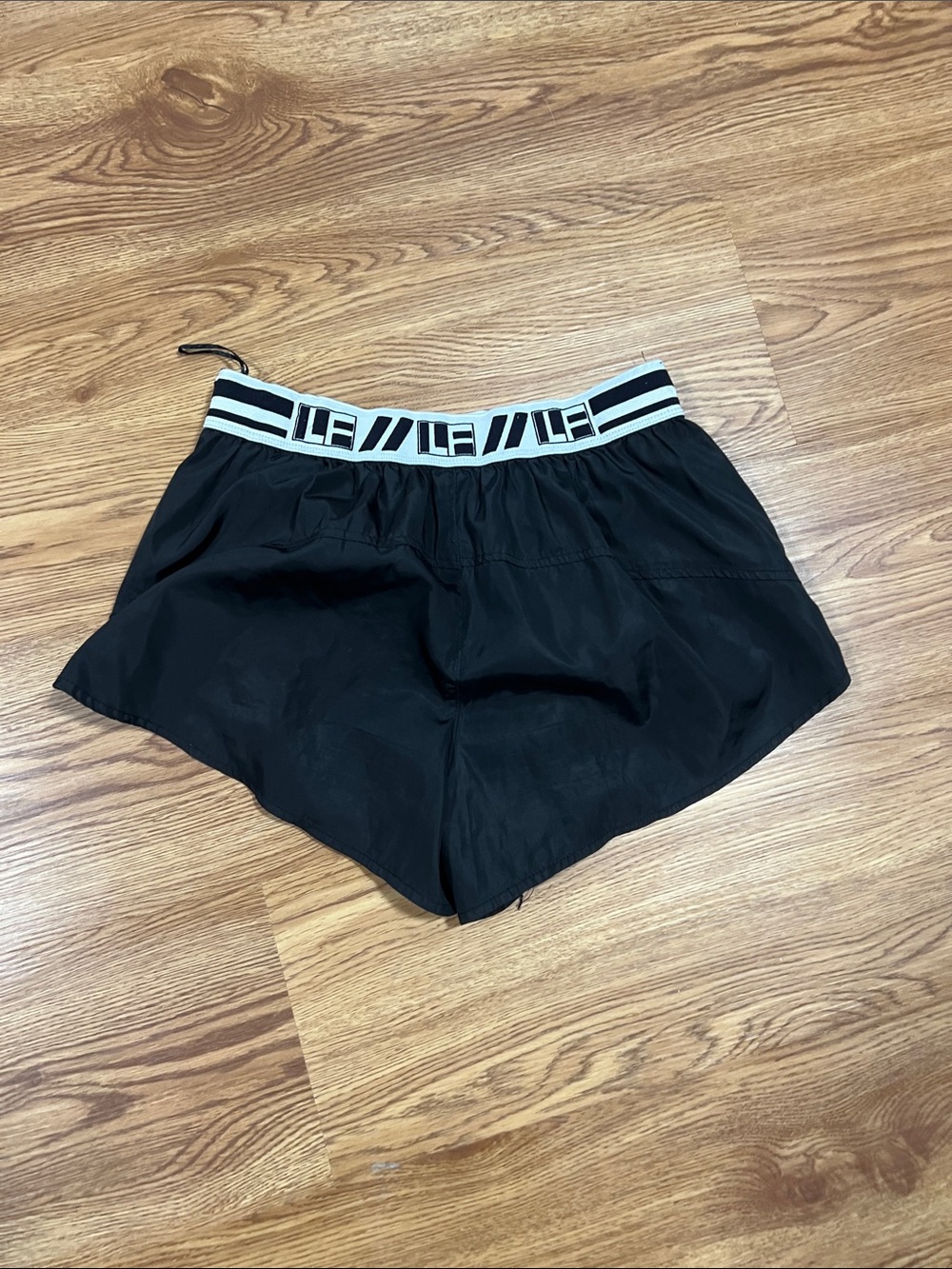 LF Black Athletic Shorts with Black-and-White Branded Waistband